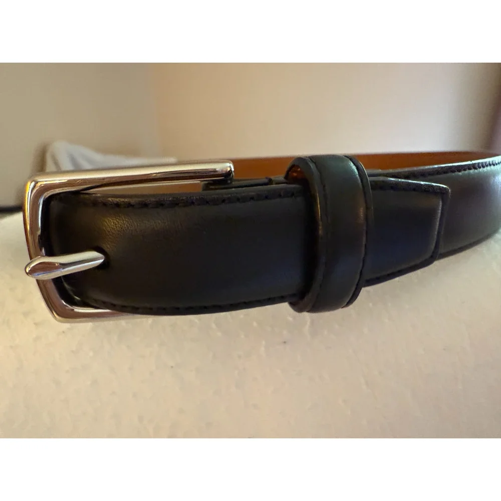 Polo Ralph Lauren Youth Black Leather Belt Silver Buckle Size 24/60 Style 11689
